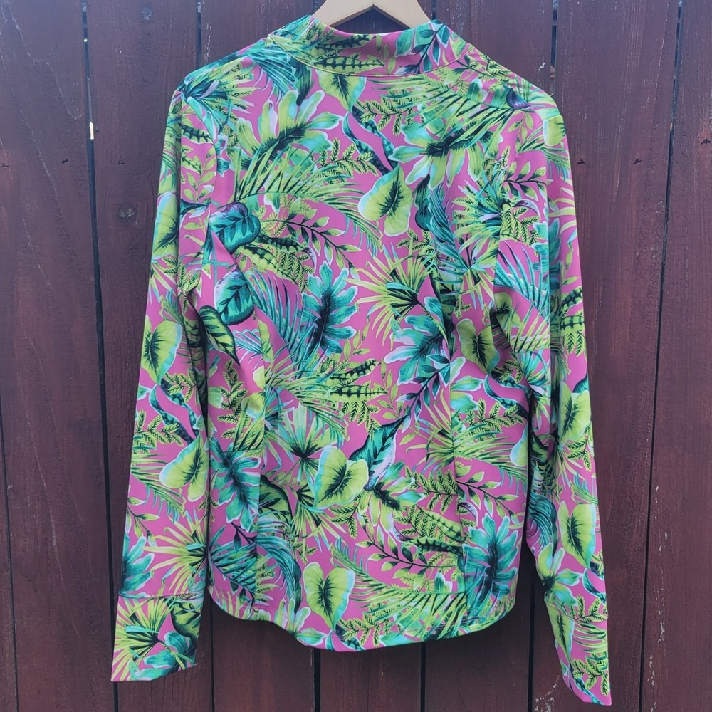 Tommy Bahama Women's XL Golf Tropical Hawaiian Floral Long Sleeve 1/4 Zip Tennis - Picture 2 of 7